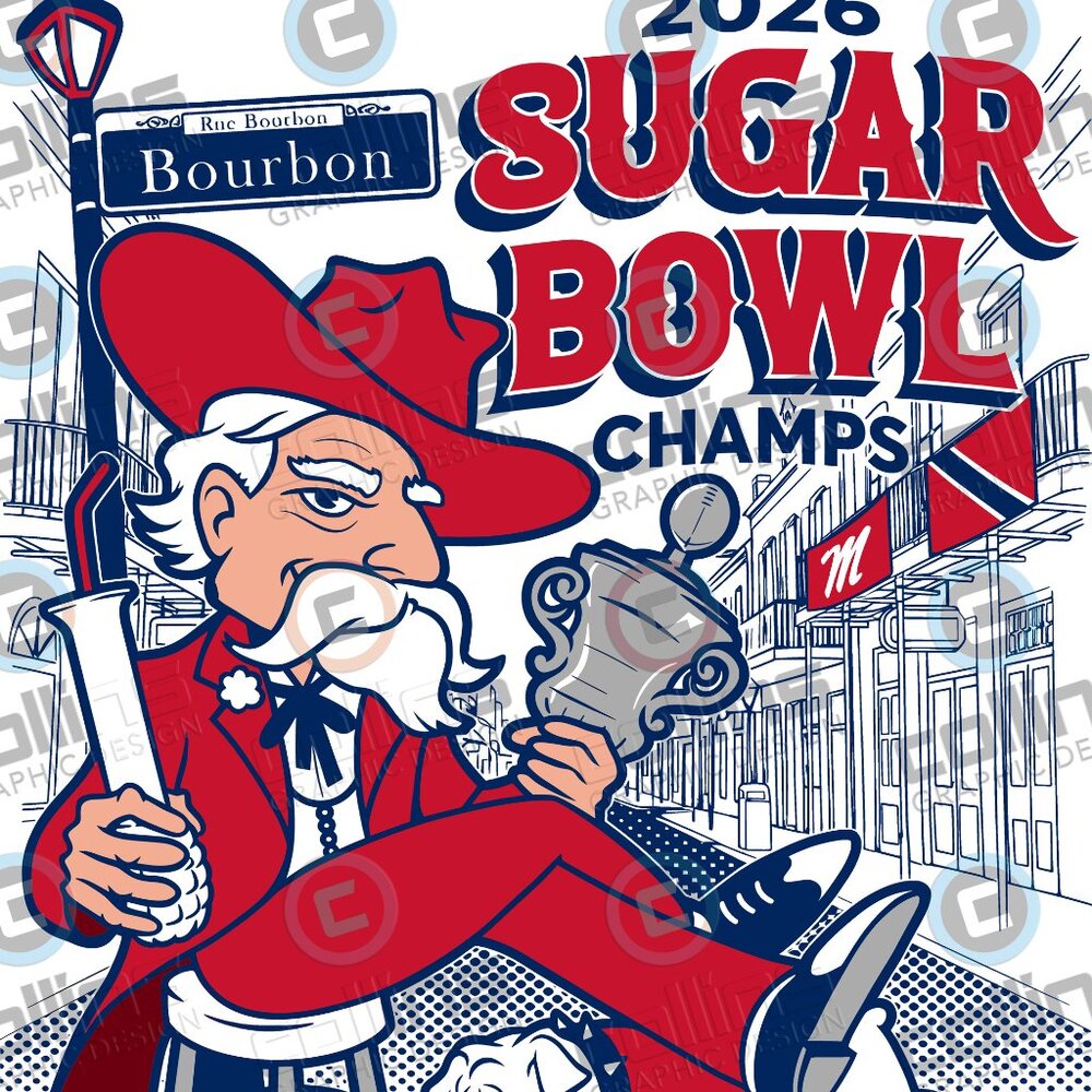 Ole Miss Sugar Bowl Champions 2026 Univ of Mississippi crewneck sweatshirt White - Picture 3 of 4